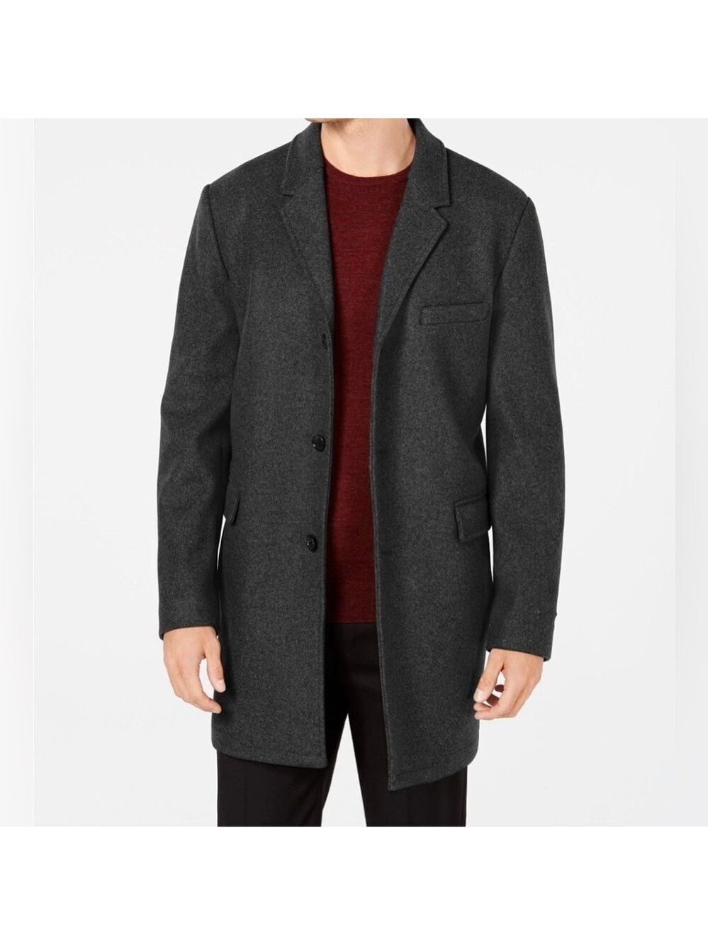 Michael Kors Ghent Wool Blend Slim Fit Overcoat Gray Coat Jacket Size 46 Reg